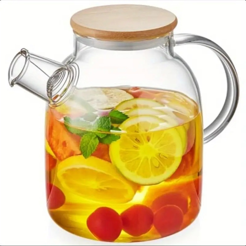Glass Tea Pot with Wooden Lid